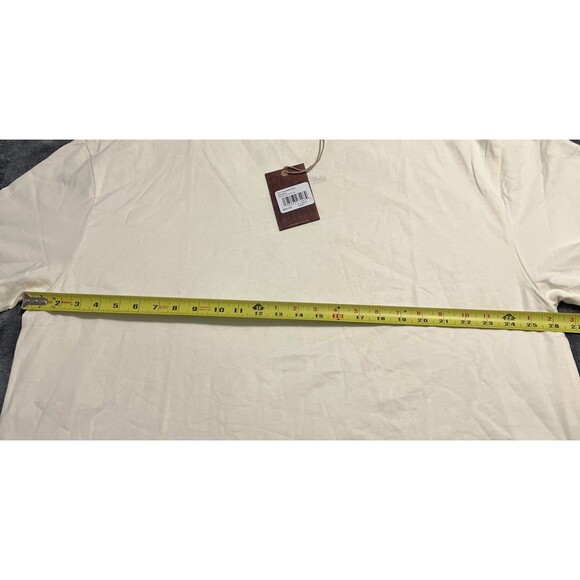 XLarge Mitchell & Ness Branded Script Mens T Shirt Boxy Fit Cream - Picture 10 of 10